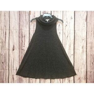 American Eagle Women M Grey Black Sleeveless Turtleneck Sweater Dress Polyester